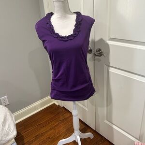 Classiques Entier Ruffled Neck Purple Blouse
